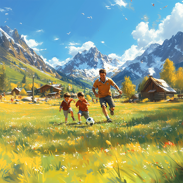 Christopher playing soccer with his boys