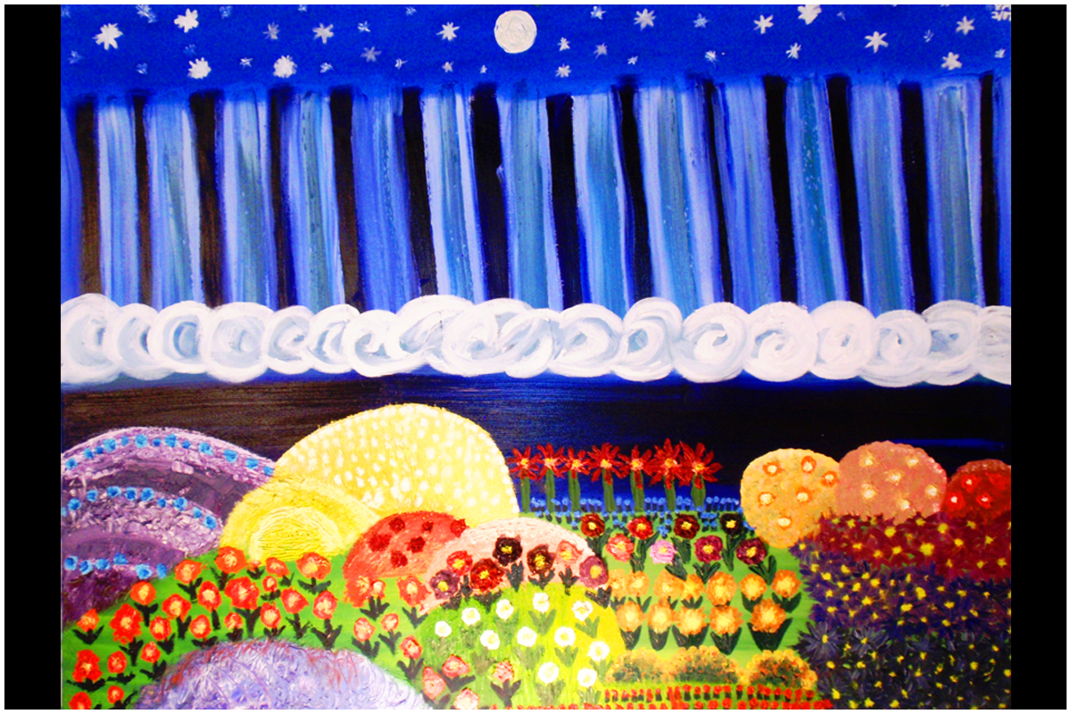 Magical Waterfall Setting Oil Painting