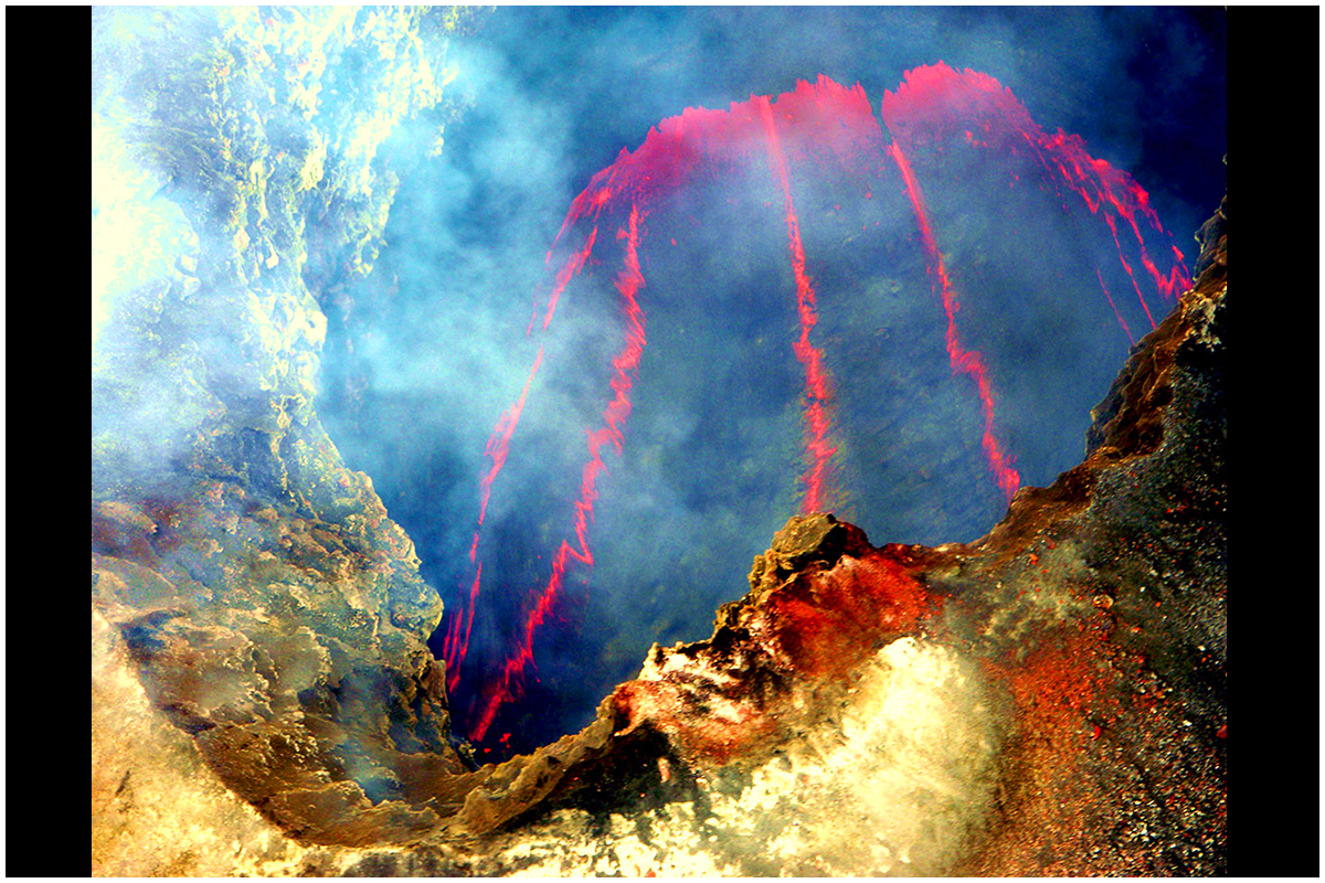 Helicopter View of Lava Flow on Big Island