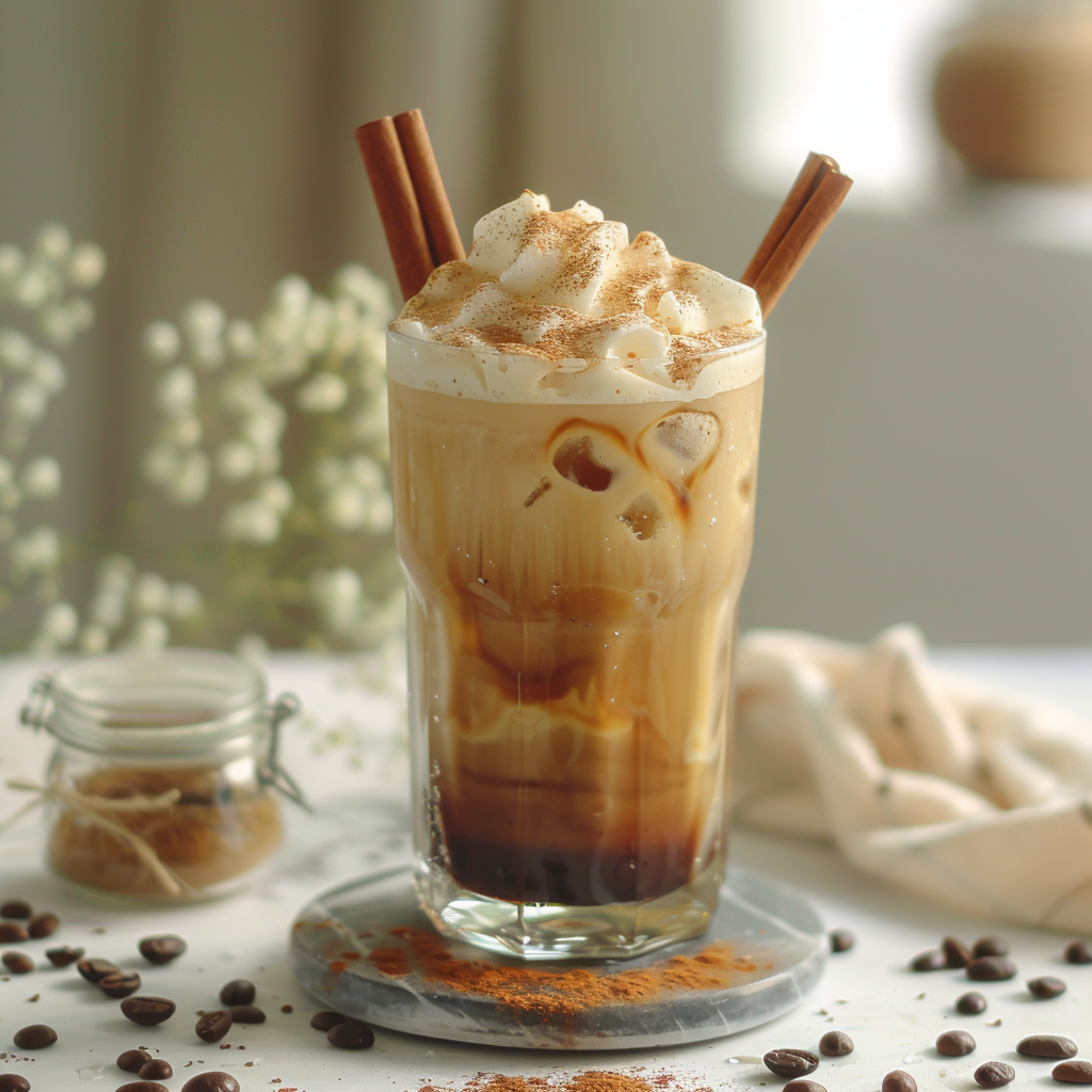 Maple Cinnamon Cold Foam Brew topped with spiced cold foam.