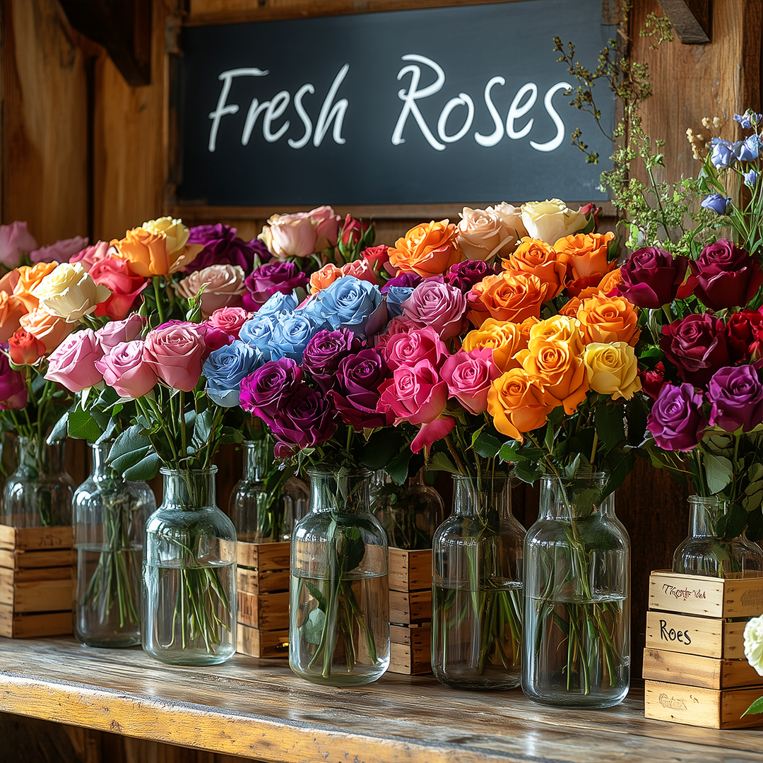 Fresh Roses in Crates