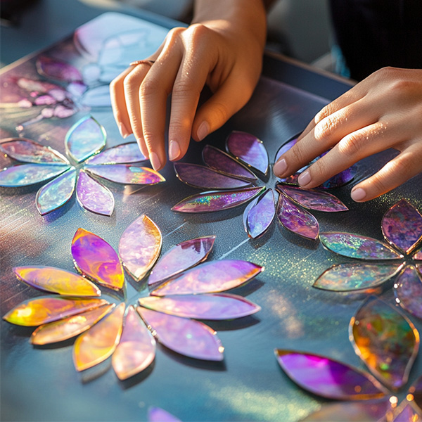 Arranging the glass pieces