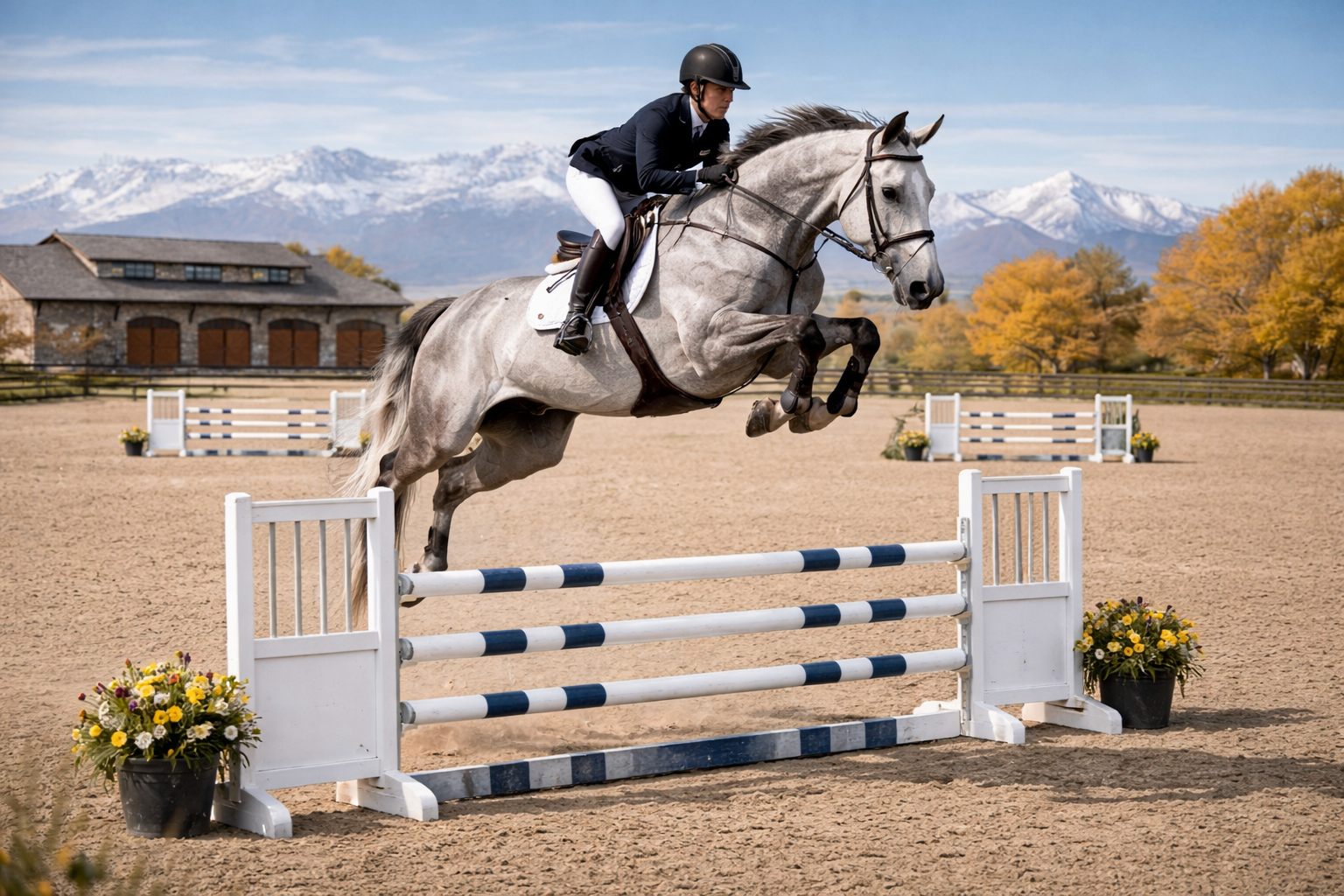 Horse and rider in a professional training session