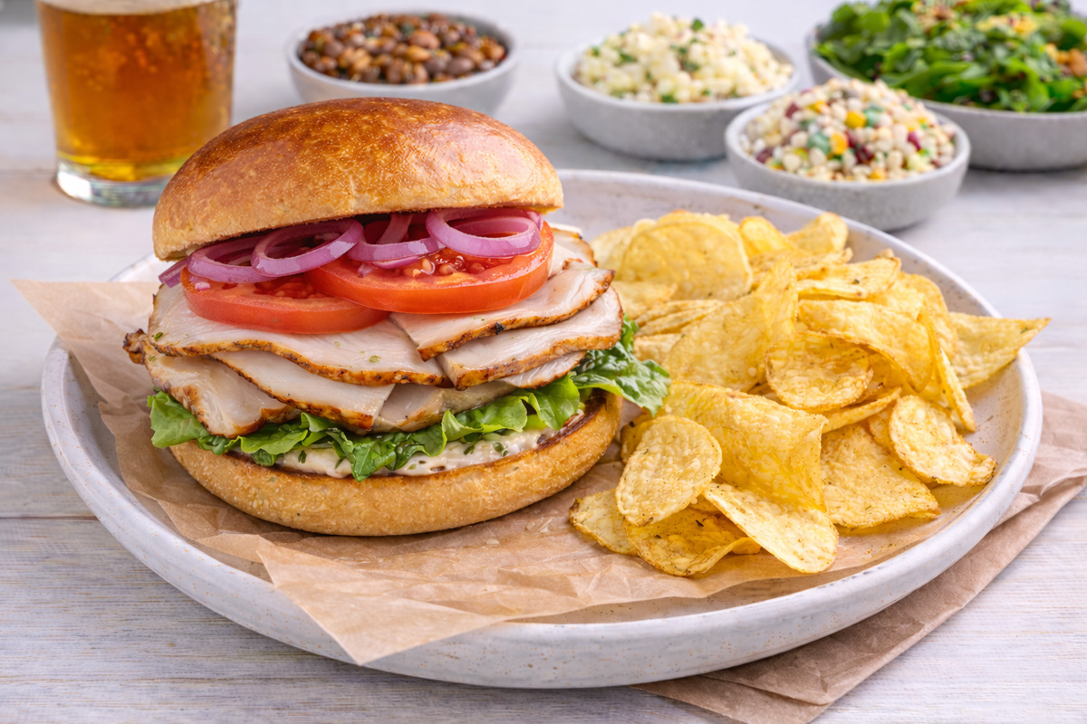 Smoked turkey sandwich with herb mayo